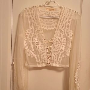 Mystic Boutique white lace crop top